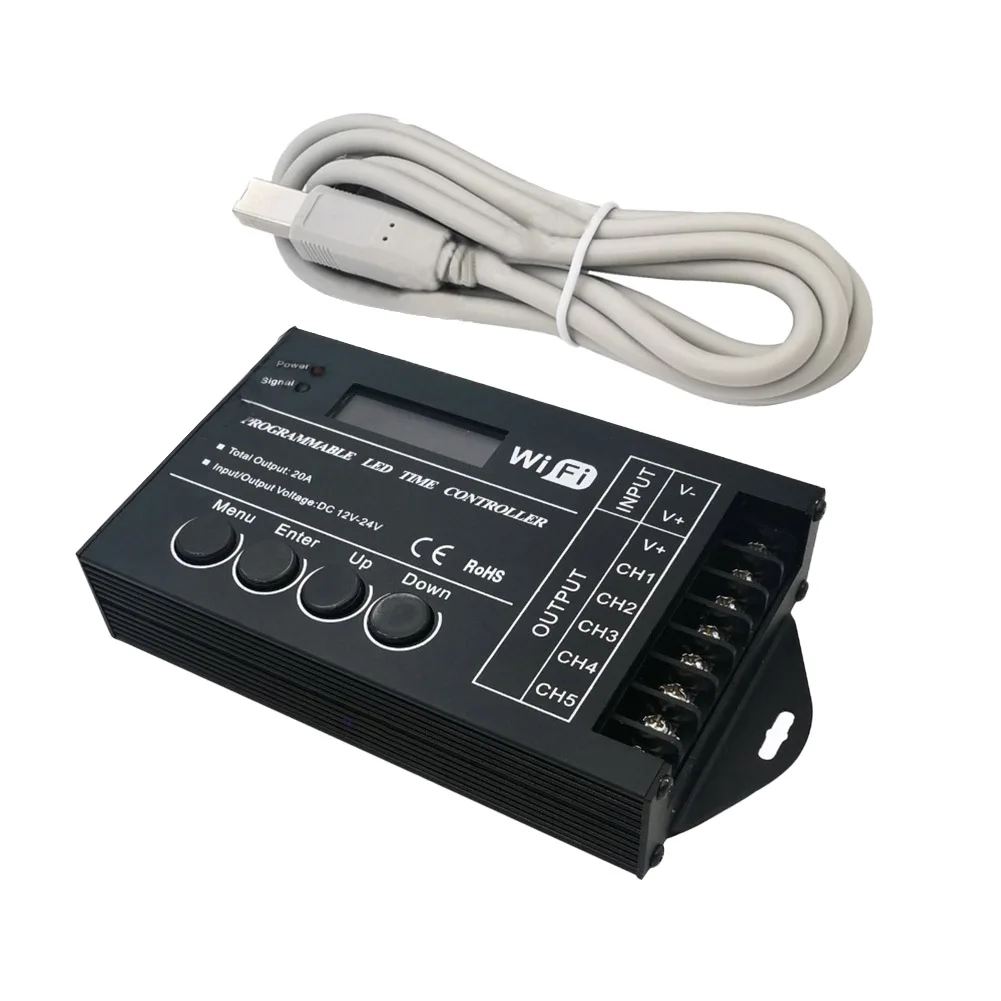 Программируемый светодиодный контроллер времени WiFi 5 каналов постоянный ток в