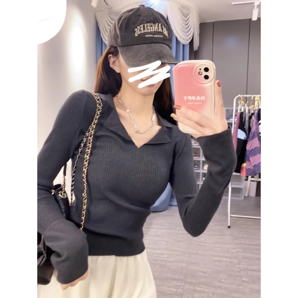 Вязаный свитер во французском стиле осень и зима 2024 новый пуловер базовый