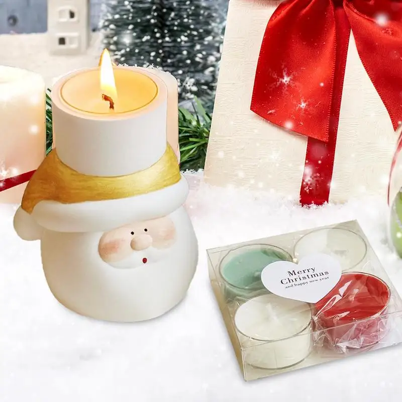 Рождественский подсвечник для чайной свечи Санта-Клаус праздничный настольный