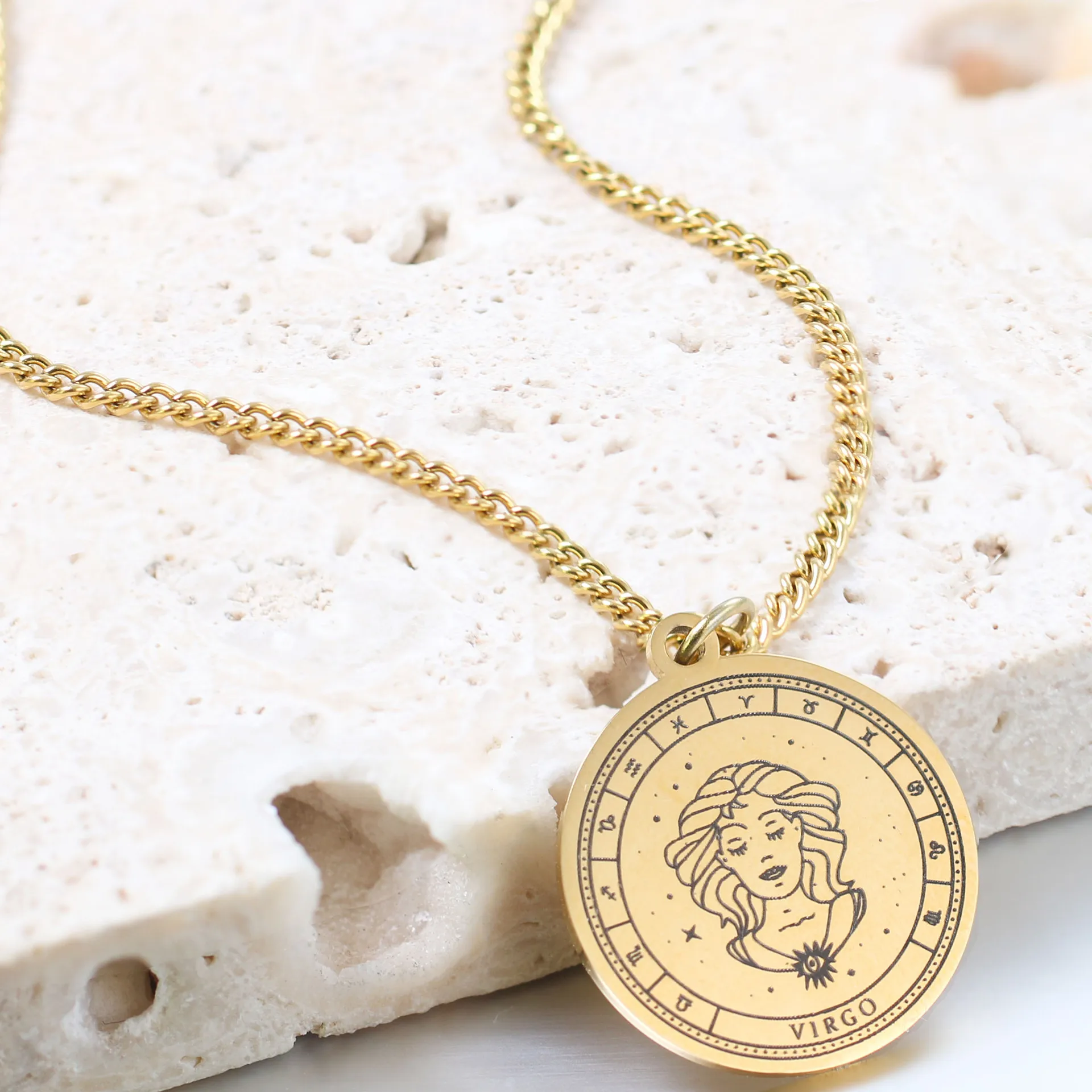 Подвеска созвездия из нержавеющей стали круглого бренда для женщин простое