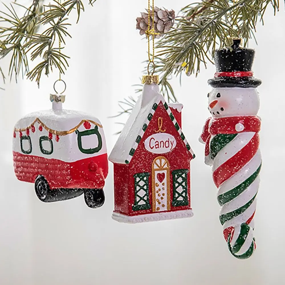 

Multicolor Christmas Hanging Pendants Lollipop Candy Snowman Gingerbread Man Drop Ornaments Plane Train House Party Supplies