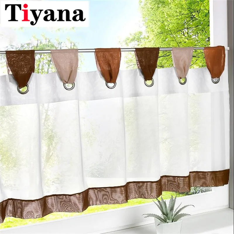 

Roman Rings Sheer Tulle Short Curtains For Kitchen Window Blinds Living Room Bedroom Tulle Cafe Home Decorative Tulle Curtains