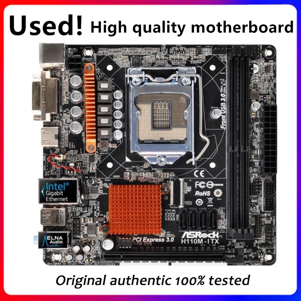 Для ASRock H110M-PIO оригинальная б/у настольная Материнская плата Intel H110 DDR4 LGA 1151 USB3.0 SATA3 |