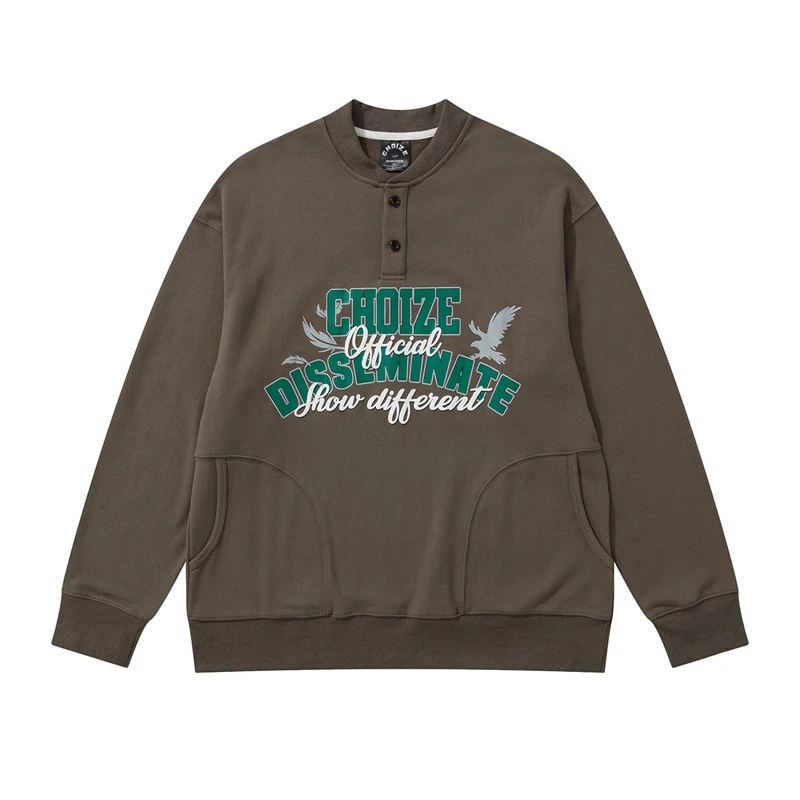 

Retro Color Match Front Pocket Streetwear Loose Casual Hoodies Men's and Women's Stand Harajuku Oversize Loose Autumn Sweatshirt