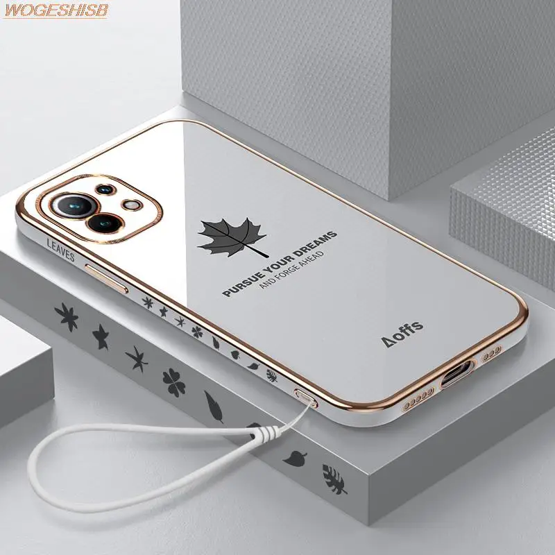 

Plating Maple Leaf Case For Xiaomi Mi 8 9 9T 10T 10S 11i 11X 10 11 Lite Poco X2 X3 F2 F3 M2 M3 Pro Mix 4 Civi Square Frame Cover