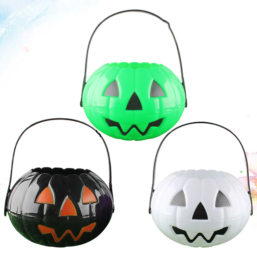 

3Pcs Bucket Pumpkin Buckets Pumpkin Bucket Candy Storage Basket Trick or Treat Bags Bucket