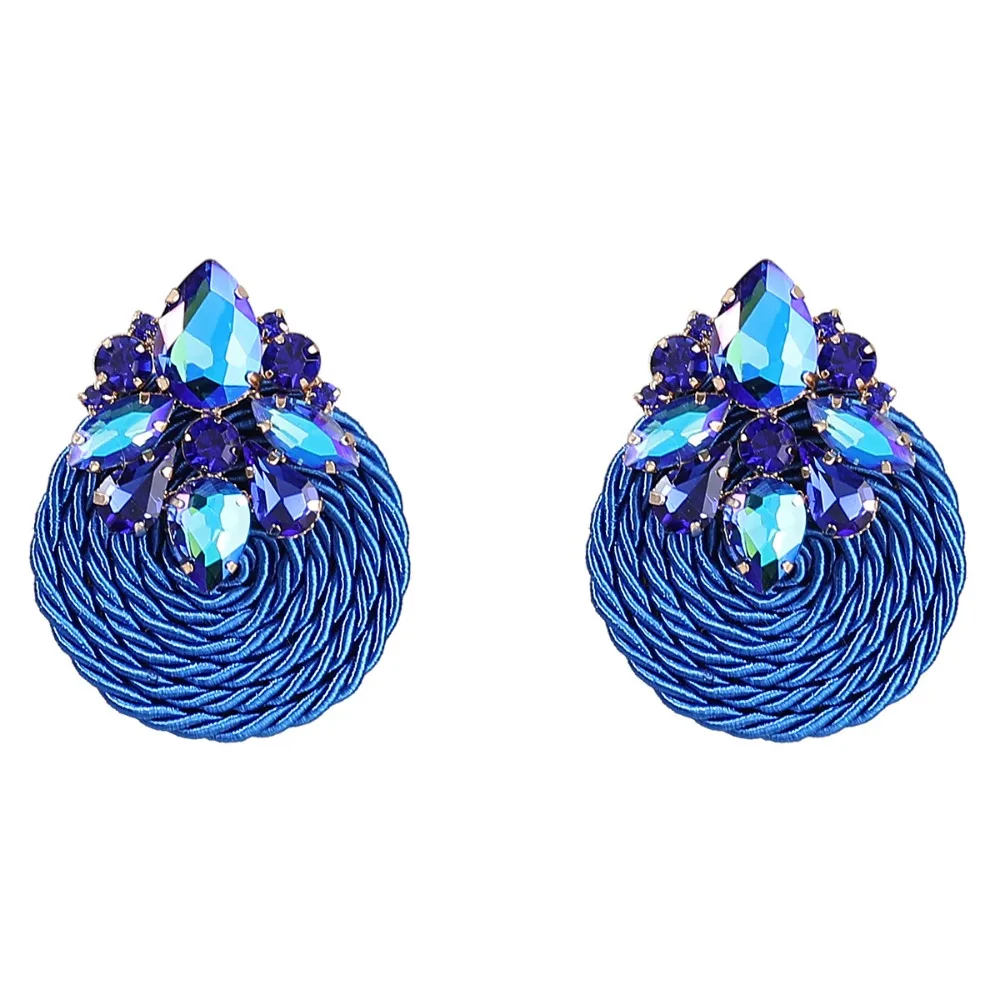 Роскошные висячие серьги с кристаллами круглые винтажные большие из хлопкового