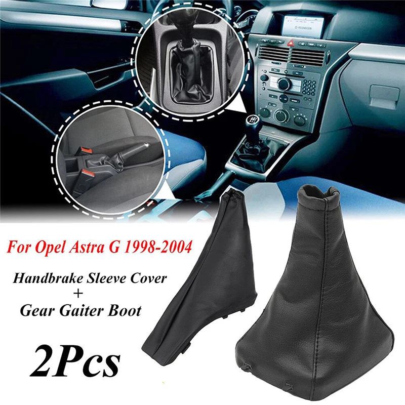 

2Pcs Leather Car Interior Manual Handbrake Sleeve Cover Gear Shift Boot Gaiter for Vauxhall Astra G 1998 1999 2000 2001-2004