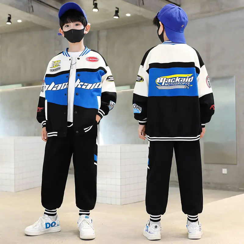 

Спортивный костюм для мальчиков, 2 шт./компл., куртка и штаны для подростков с надписью, на весну и осень, 2023