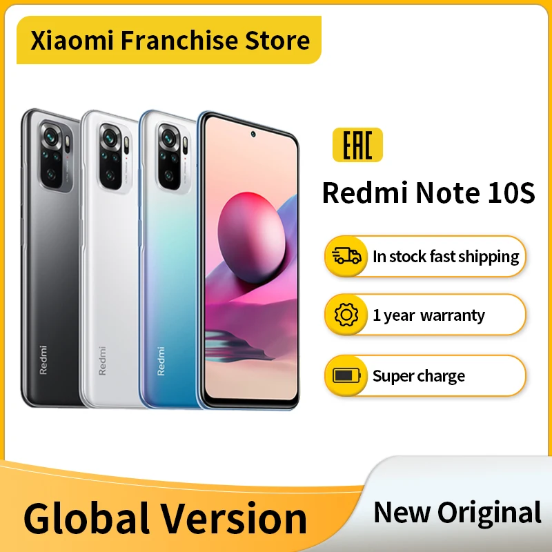 Смартфон виртуальной реальности EAC NFC Xiaomi Redmi Note 10S 6 ГБ 128 Helio G95 AMOLED дисплей 43 дюйма