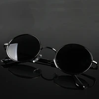 retro vintage round polarized sunglasses men brand designer sun glasses women alloy metal frame black lens eyewear driving uv400