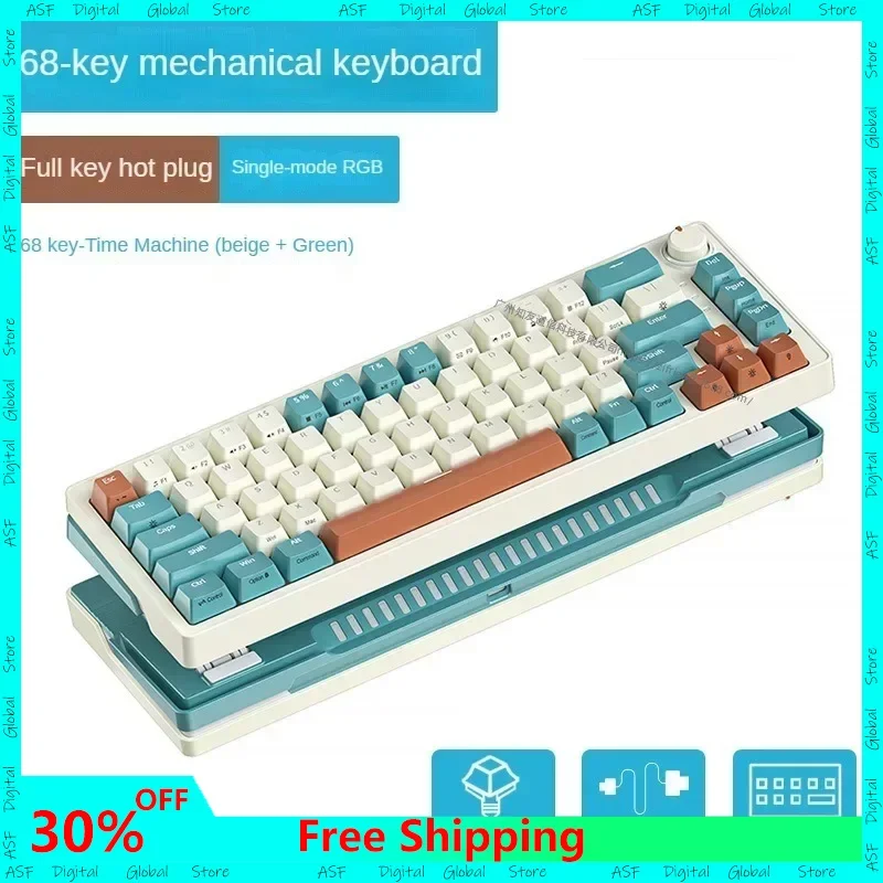 

New ZA68PRO Wired/Wireless Bluetooth Three Mode Keyboard Mechanical Keyboard Hot Plug 68 Key Portable Custom Keyboard