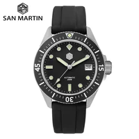 san martin 40mm luxury men diver watch business nh35a automatic mechanical wristwatches sapphire rubber strap 20 bar luminous