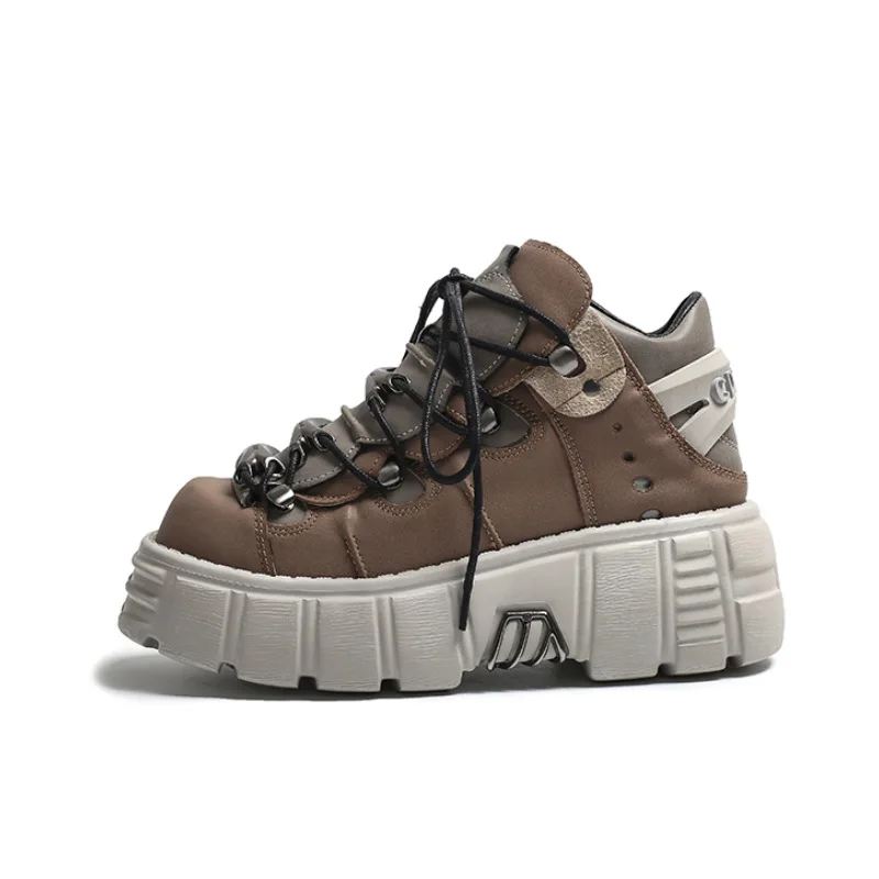 Spring New Spanish Punk Small Leather Street Shooting Retro Rock Shoes Women's Metal Platform Casual Pumps