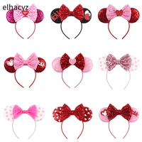 10pcslot wholesale valentines day sequin hearts mouse ears headband women girls festival party hairband female hair accessory