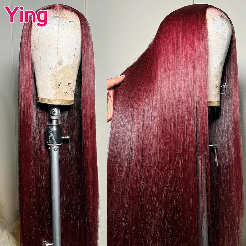 

99j Burgundy Red Peruvian Hair Straight 200% 4x4 Lace Wig 13x4 Lace Frontal Wig Remy 13x6 Transparent Lace Front Wig PrePlucked