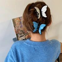 hollow out butterfly acrylic hair pins for women girl sweet insect silver color harajuku hair clip jewelry accessories new