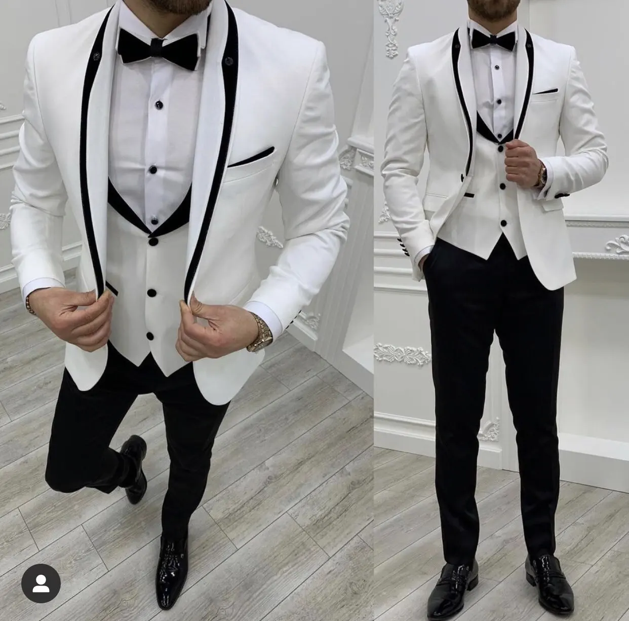 Slim Fit Men's Suit Fitted Groom Tuxedo Suit Formal Wedding Blazer Pants Tank Top 3 Blazers