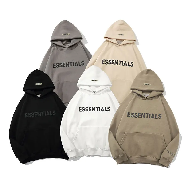 

Men's Essentials Hoodies Autumn and Winter Brushed and Thick 100% Pure Cotton Men Women Loose-Fit Sweatshirt High Street Hoodie