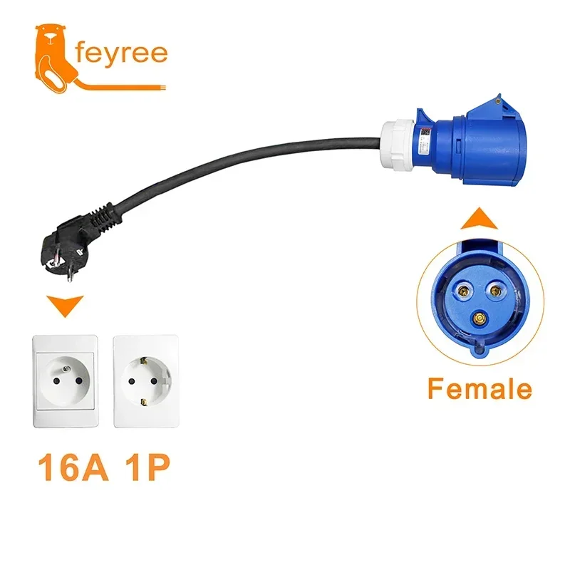 

Feyree Зарядное устройство для электромобилей CEE Женская вилка 3-контактный адаптер Водонепроницаемое соединение Настенная розетка 32A 1 фаза 7 кВт Портативное зарядное устройство
