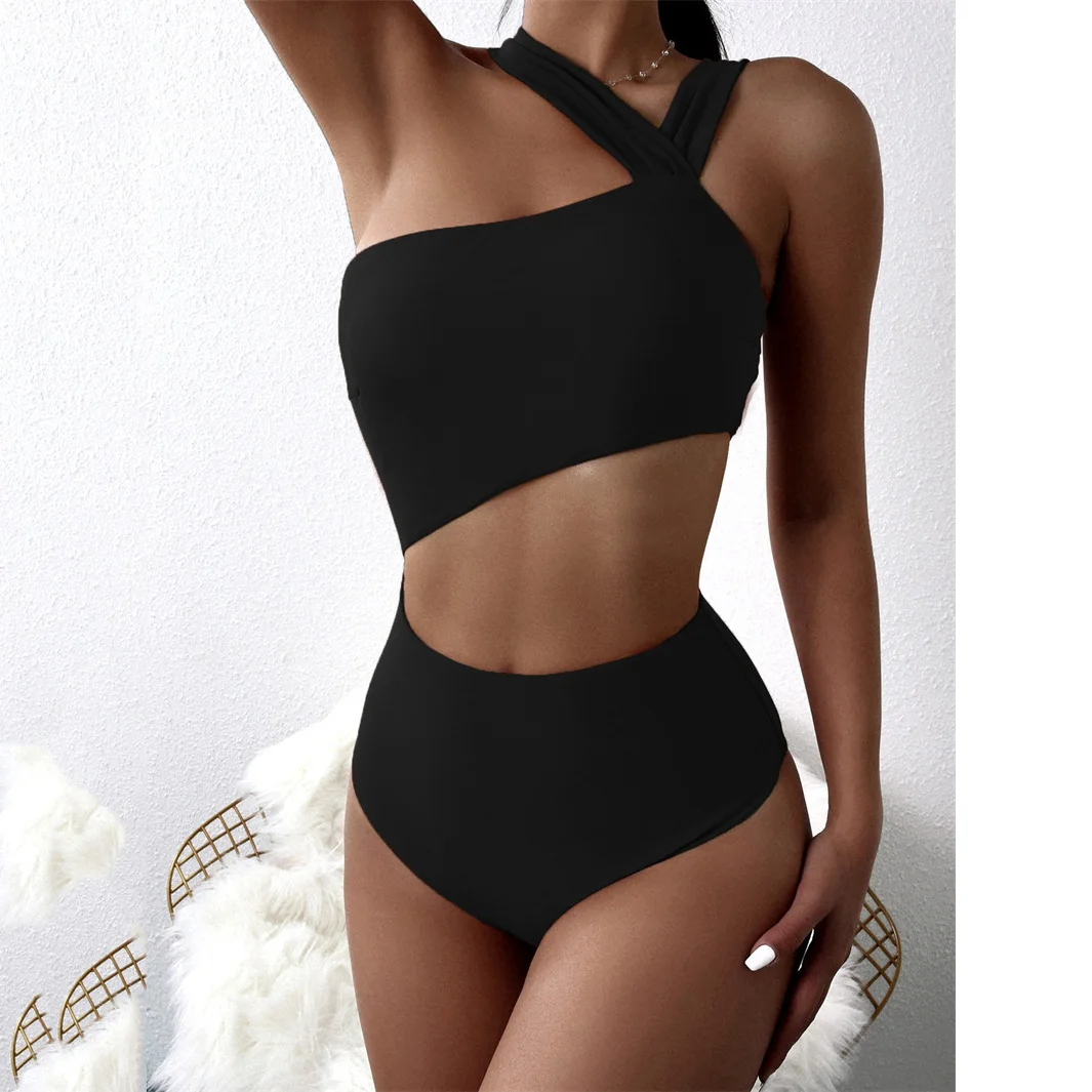 

Sexy Swimwear Women Cut Out Monokini One Piece Swimsuit Bathing Suit One shoulder Bodysuit Vneck Swimming Suit Bather Beach Wear