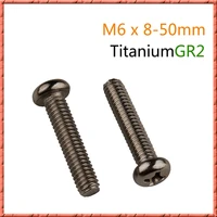 50pcslot pure titanium m6l pan head phillips screws round head machine screws din7985 m6x810121520253035 50 ti screws