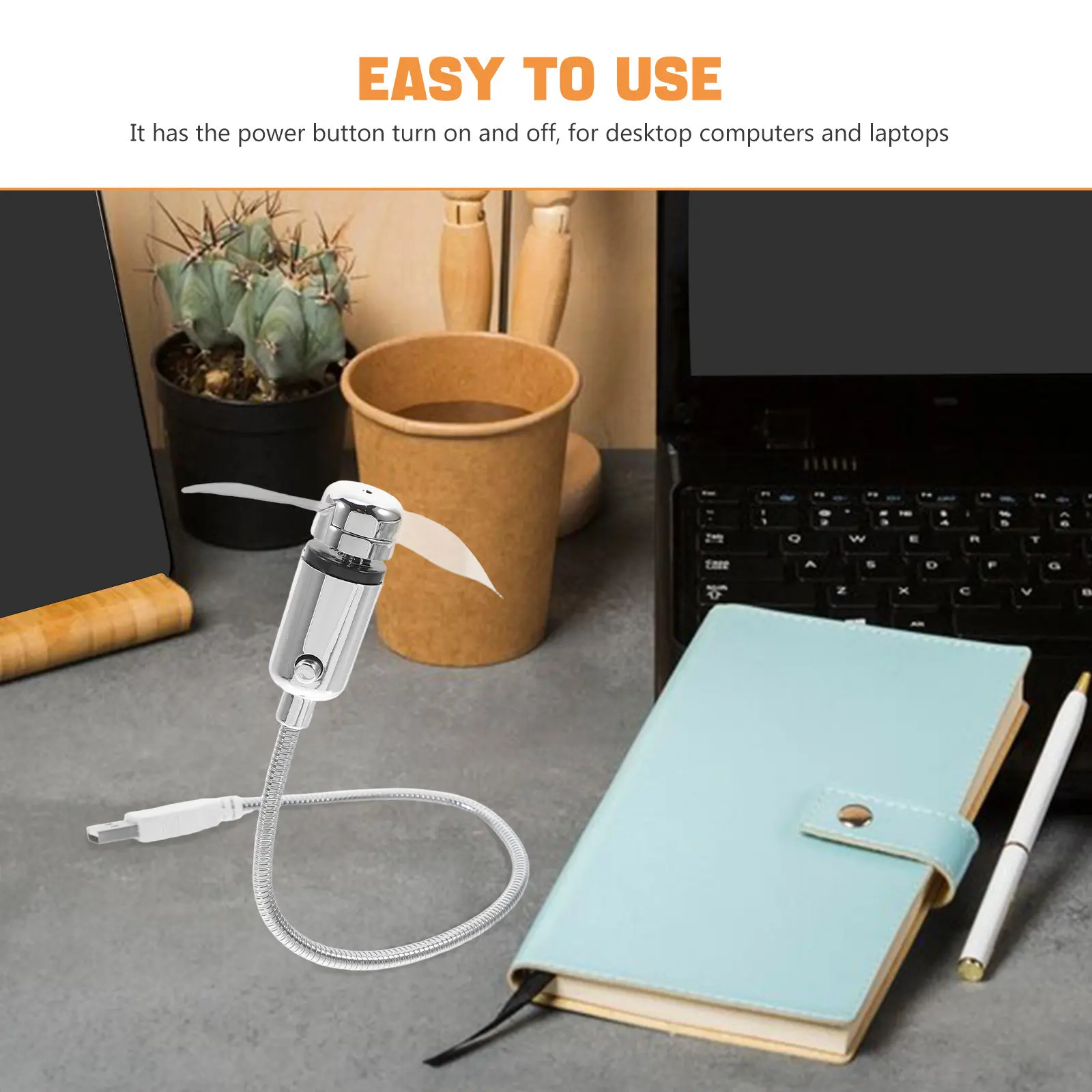 Фото USB LED-вентилятор 41 см, серебристый, мини, с динамической подсветкой 64 цветов, круглой формы, для офиса, дома, рабочего стола, портативный №4