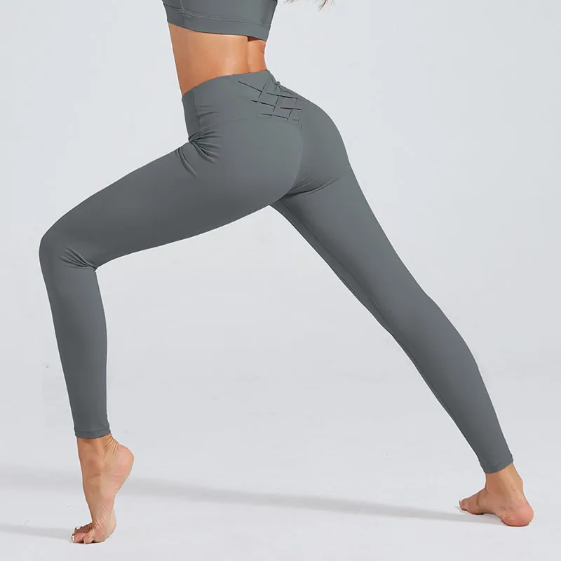 

Fashion Hot Women Leggings High Waist Slim Cross Leggings Fitness Elastic Quick Drying Push Up Leggins Workout Femme Solid Color