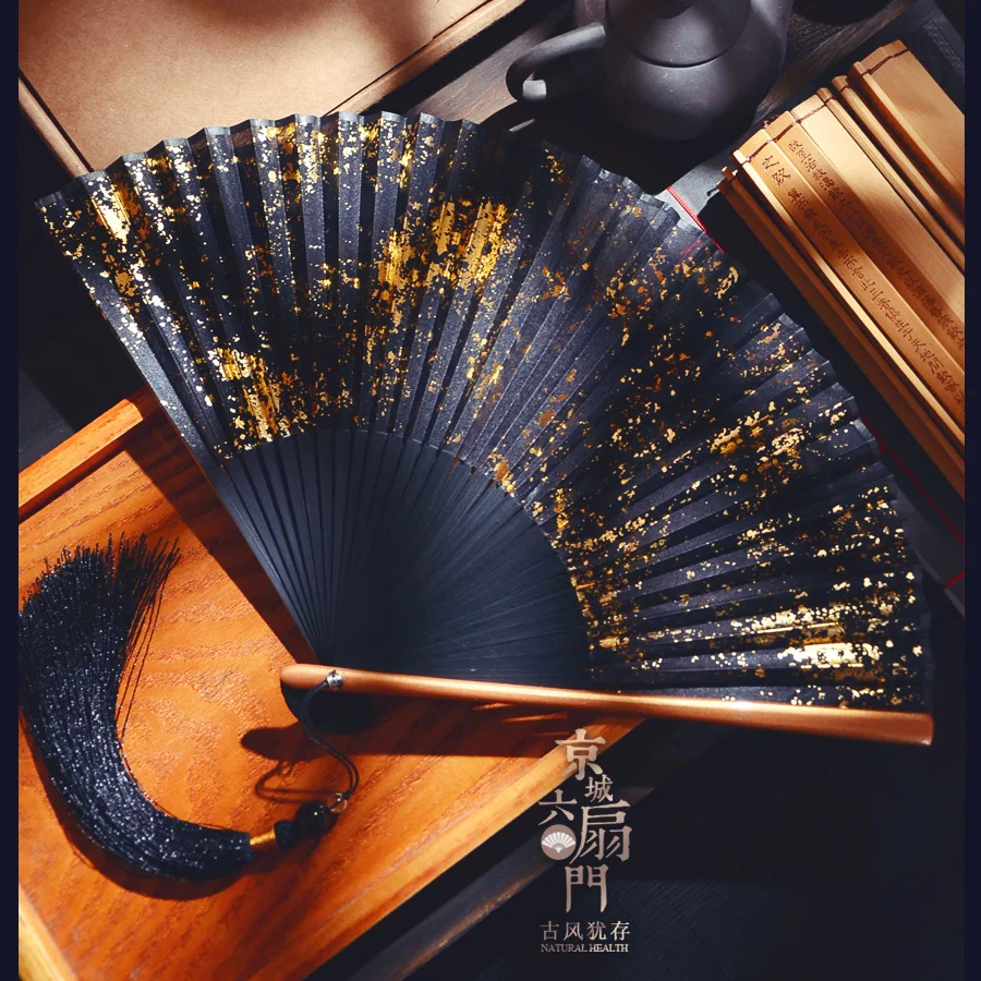 

Китайский веер, 6 дюймов, разбрызгиваемый золотой и серебряный Шелковый женский веер в ретро стиле Hanfu, складной веер для классической фотосъемки, для лета