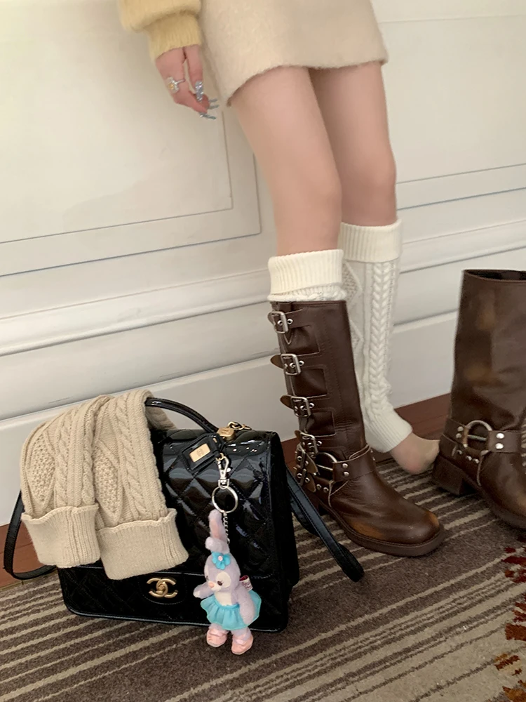 Вязаные гетры Cnorahk Twist флисовые носки с отбортовкой Южная Корея такой же как Boss