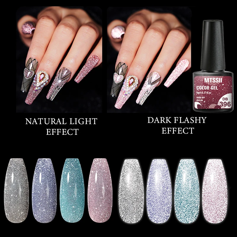 

Mtssii 6ml Reflective Glitter Gel Nail Polish Sparkling Auroras Laser Nail Gel Nail Art Varnish For Manicure Need Base Top Coat