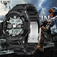 lige mens watches military clock top brand luxury sports wristwatch led dual display watch fashion army outdoor waterproof watch