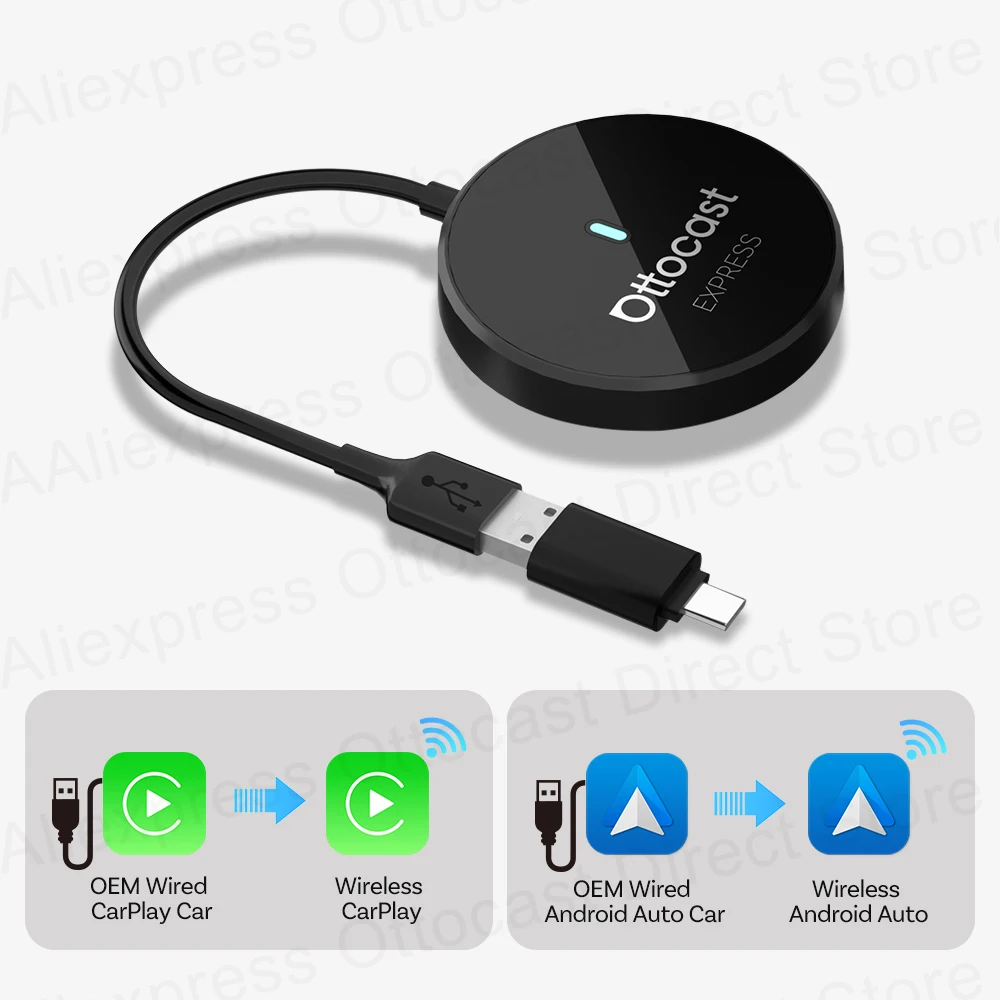 

OTTOCAST U2 X PRO Android Auto CarPlay 2 в 1, беспроводной Bluetooth-адаптер, USB-ключ, автомобильная интеллектуальная система или Mini Express