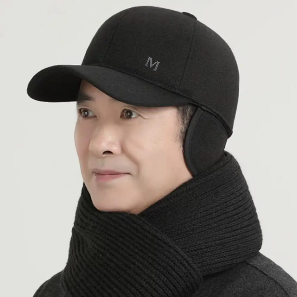

Warm Thick Moisture Absorption Casual Outdoor Father Winter Baseball Hat Flat Alignment Winter Hat Winter Daily Wear