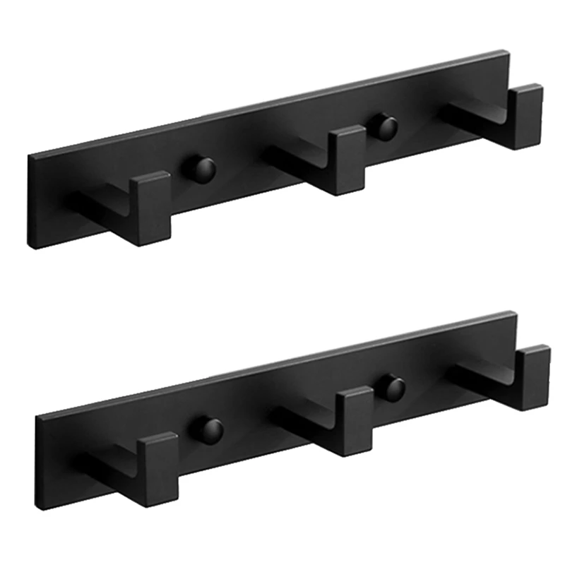 2X утолщенное алюминиевое банное полотенце, крючки для халата, черный крючок для спальни, сумки, шляпы, одежды, пальто, бытовая стойка (3)