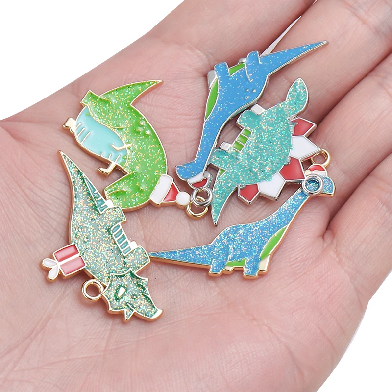 10pcs/lot Enamel Charms Pendant Dinosaur Alpaca Ornament For Jewelry Making DIY Bracelet Keychain Earring Accessories Christmas - купить по