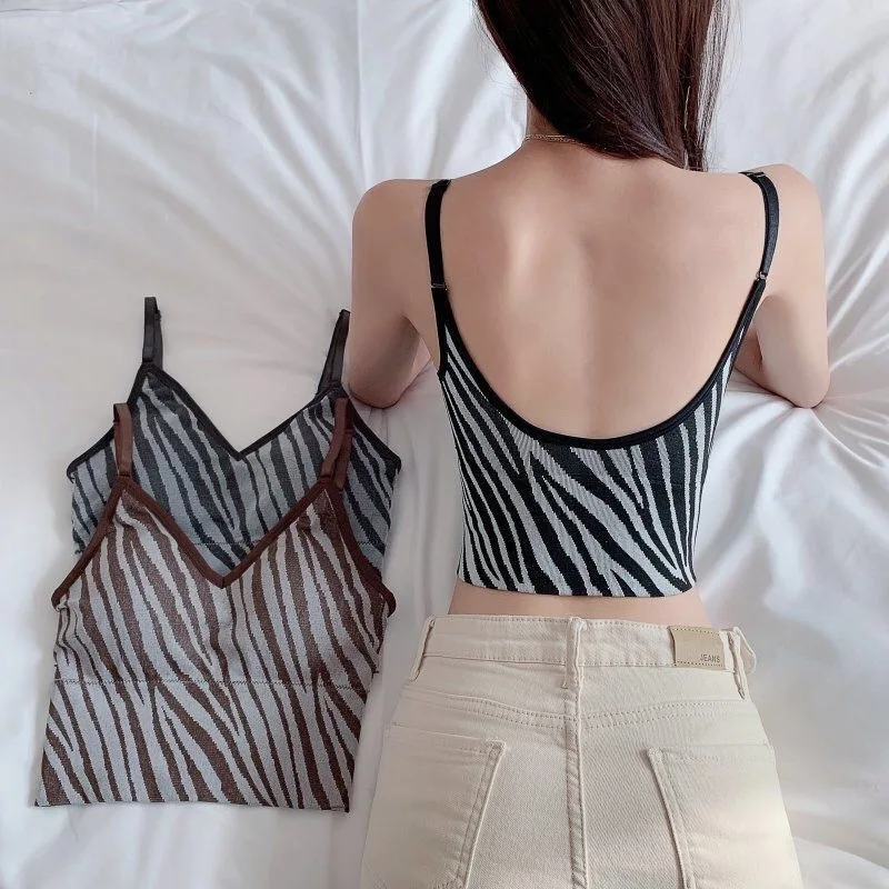 

New Beauty Back Sling Wild Stripe Big U Korean Style Outerwear Ladies Tube Top Long Section Wrapped Chest