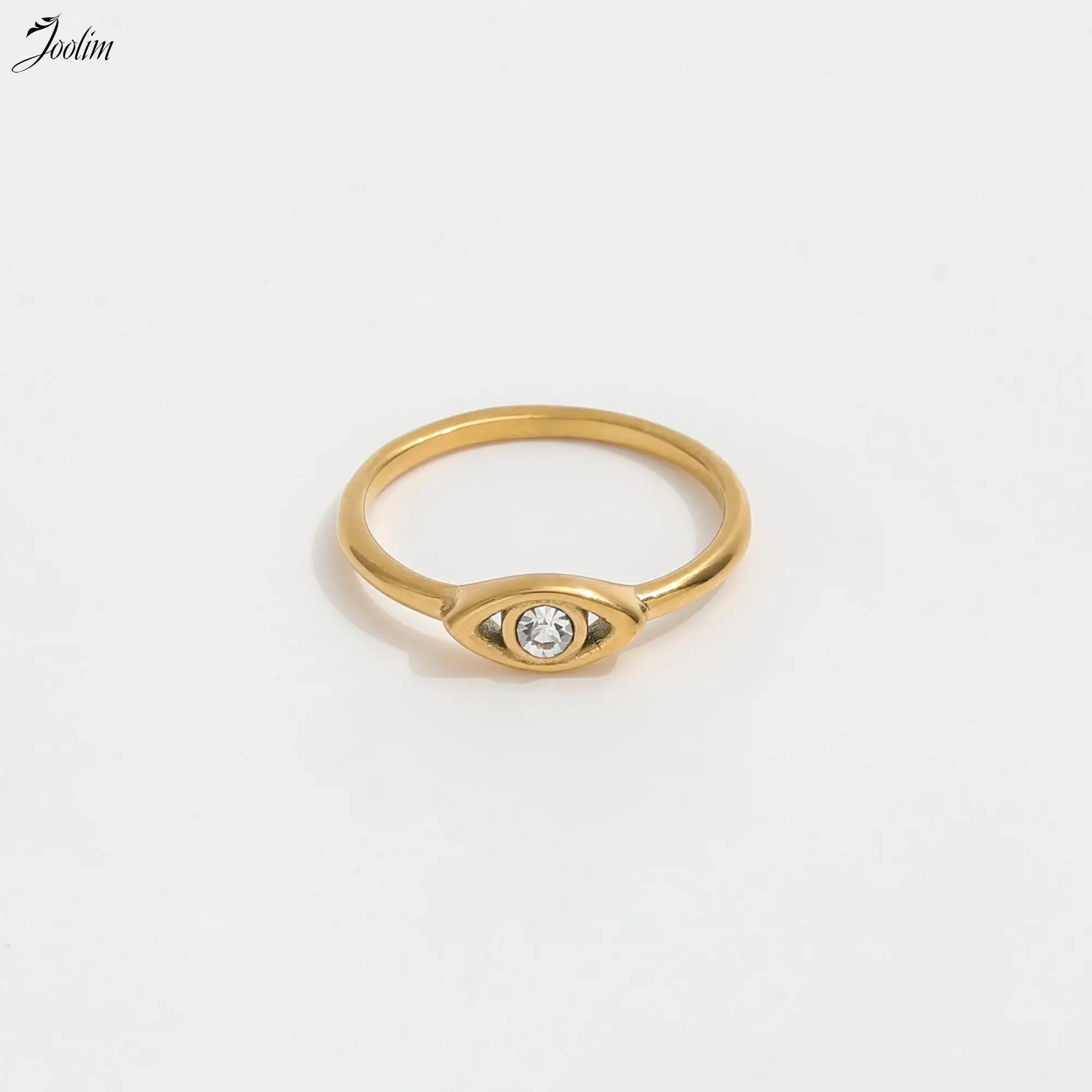 

Joolim Jewelry High End PVD Waterproof Classic Simple Light Luxury Horse Eye Zirconia Stainless Steel Finger Rings for Women