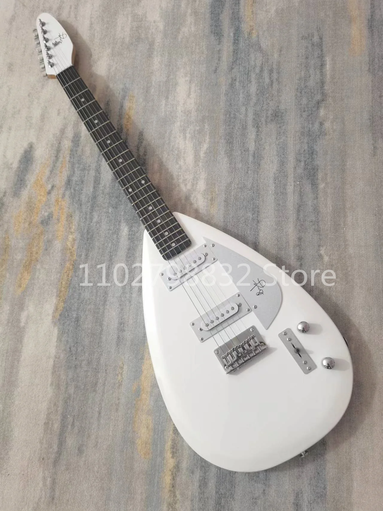 

6 water string water drop electric guitar, white paint, silver accessories, rose wood fingerboard, free shipping