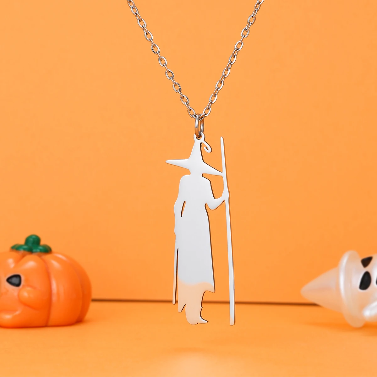 Женское водонепроницаемое ожерелье с ведьмой на Хэллоуин из нержавеющей стали