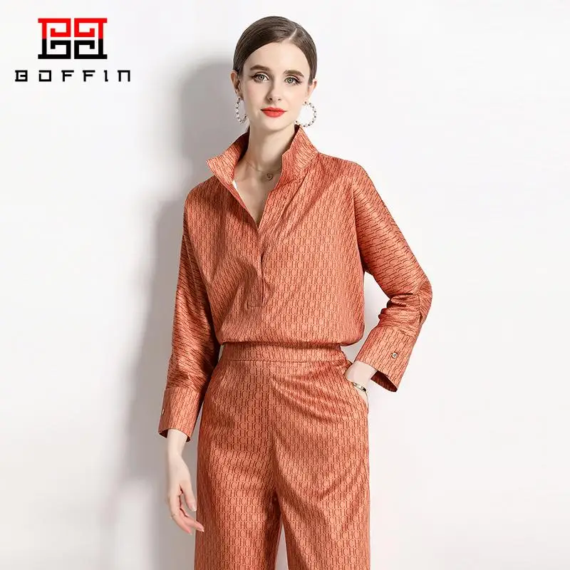 

BOFIFN Women Trouser Suit Set Chic Shirts Two Piece Suit Women Office Wear Elegant Wide Pants Outfits Tracksuit 2023 Summer New