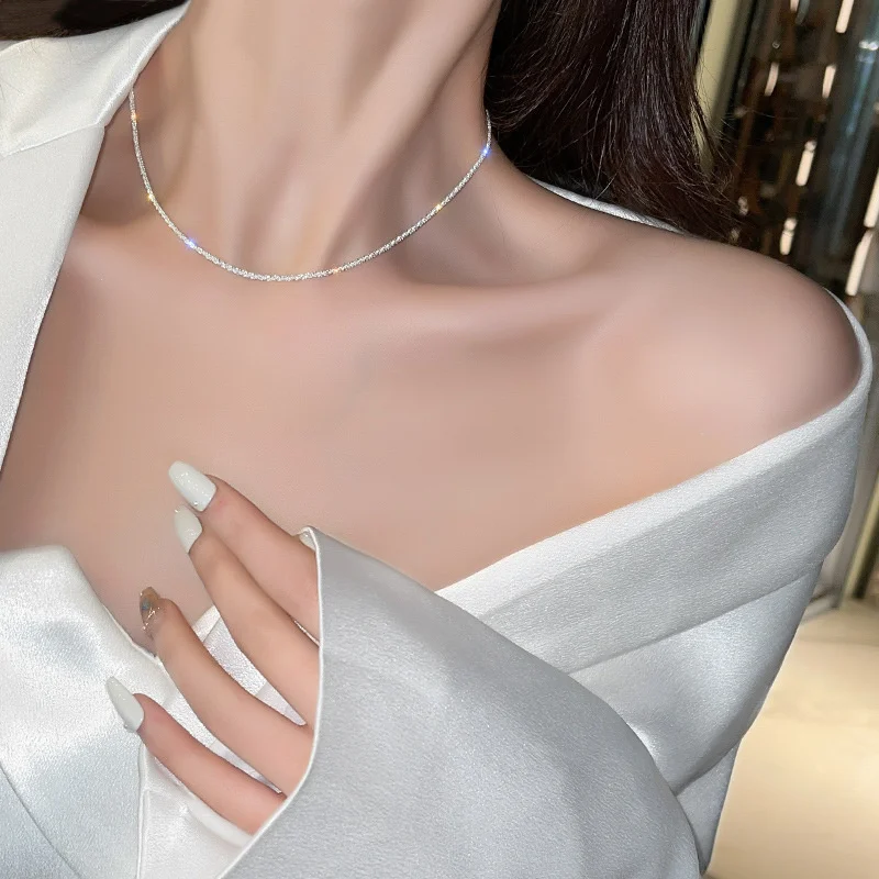 

925 Silver Necklace for Female Crowd Design Sense: Ins Network Red Same Style All Sky Star Collar Chain Light Luxury Flash