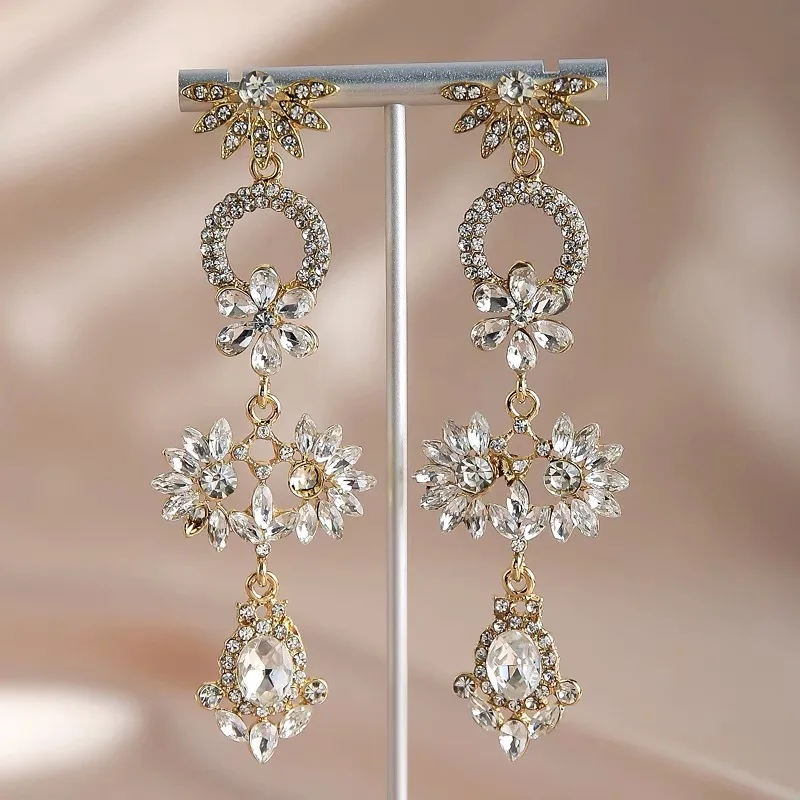 Корейские винтажные Роскошные красочные серьги-капельки с кристаллами для