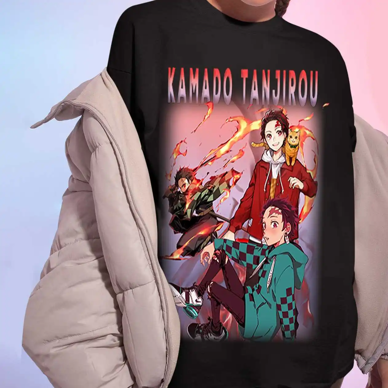 

Hot Japanese Anime Demon Slayer T Shirt Men Cartoon Nezuko Graphic Tees Kimetsu No Yaiba T-shirts Tanjirou Kamado Anime T Shirt