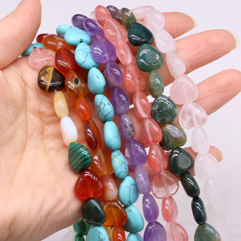 

Natural Stone Heart-shape Semi-precious Stones Beaded Handicrafts DIY Exquisite Necklace Bracelet Gift Making