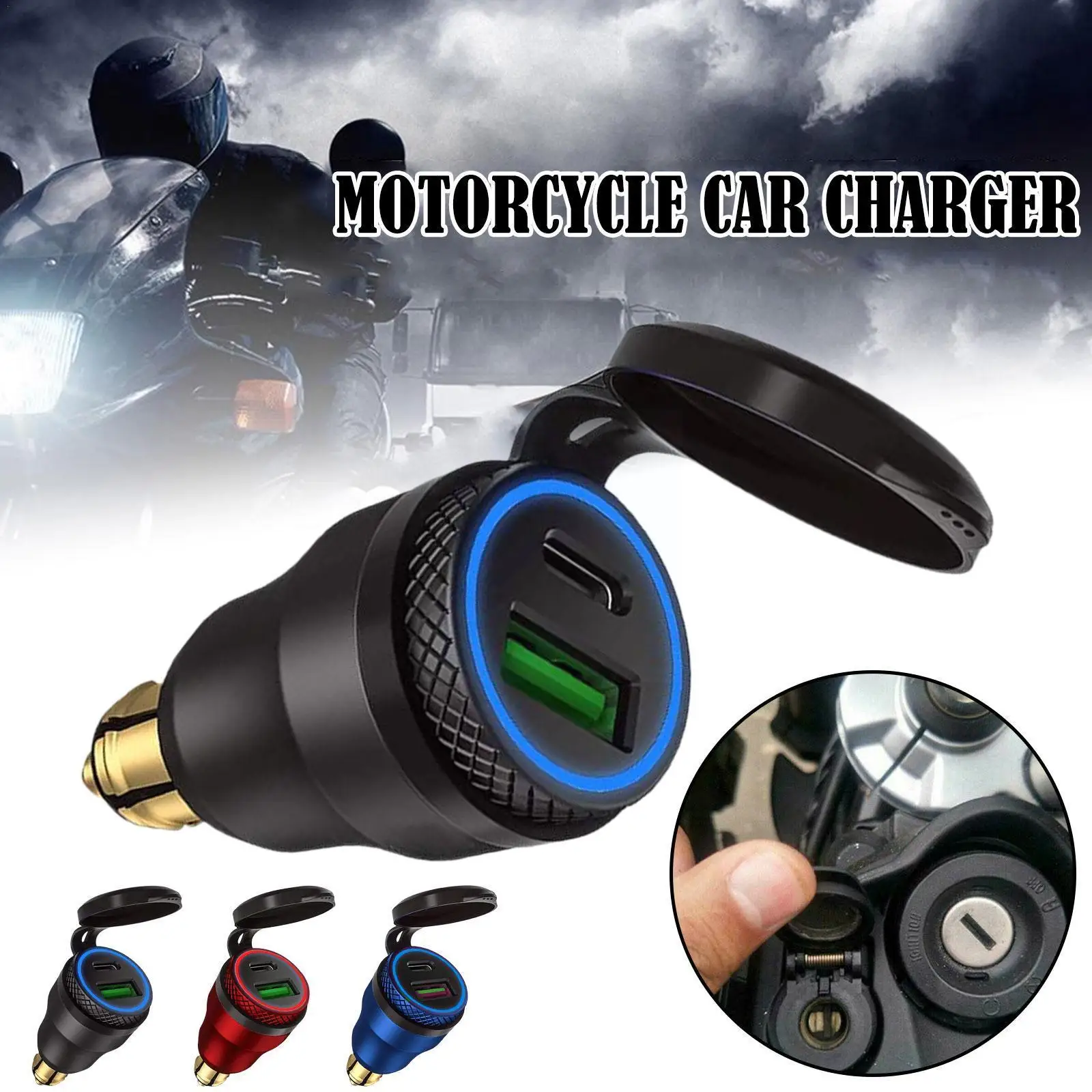 

30W QC3.0 Quick Charge Type-C PD Power Delivery DIN Socket USB Powerlet Plug DIN Charger for BMW Motorcycle Tiger Ducati A9W4