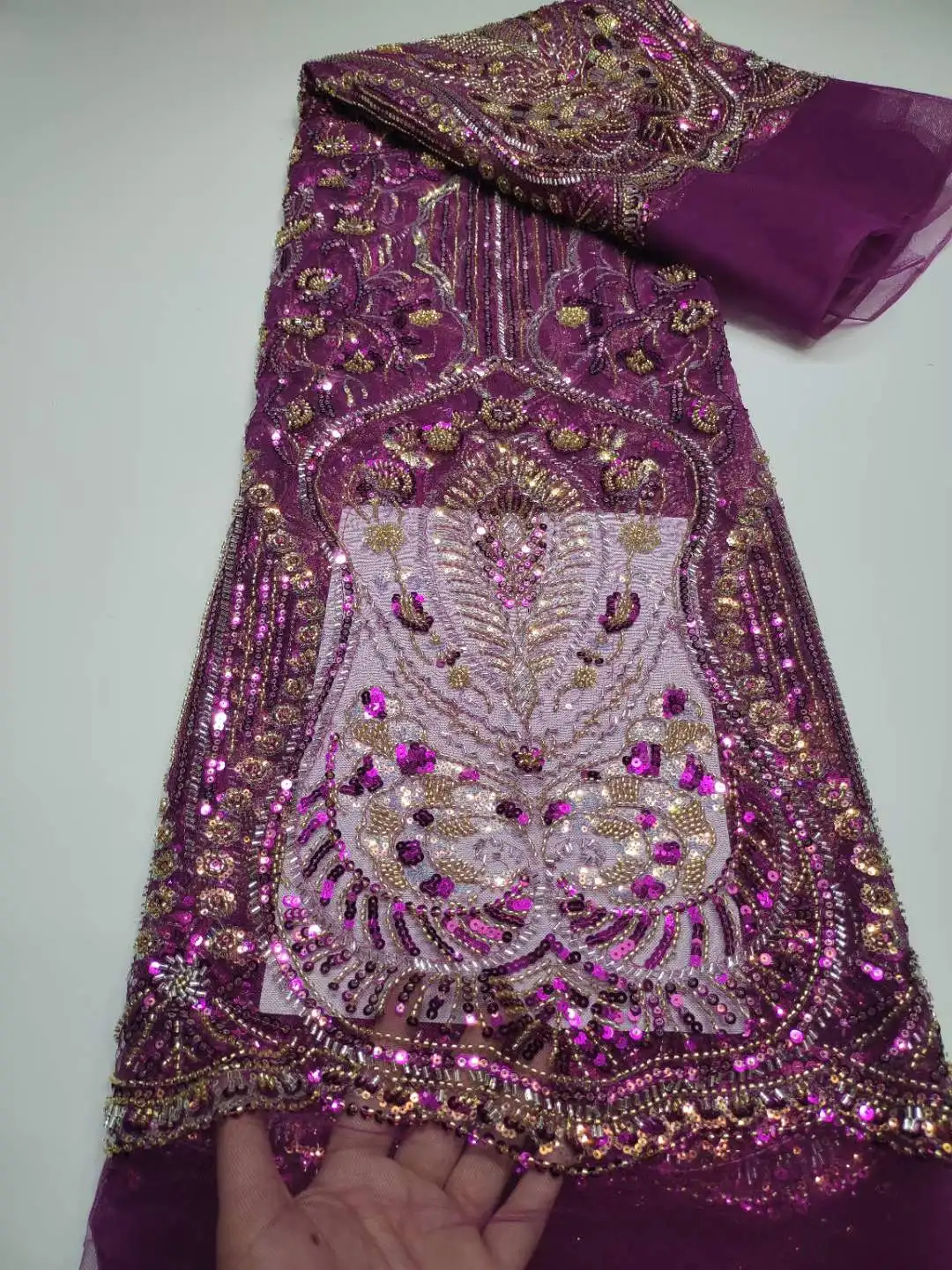 

Новинка 2023, роскошная элегантная кружевная ткань с Африканской вышивкой и бисером, ткань для свадебного платья