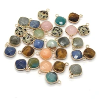 natural stone rose quartz pendants diy accessories fashion jewelry making bracelets necklace earring lapis lazuli rhombus charms