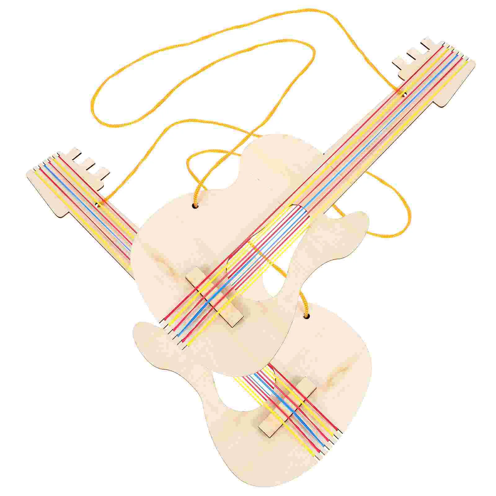 

Kid Guitars Wooden Guitar Handmade DIY Crafts Unfinished Toy Graffiti Cutout For Kids Models