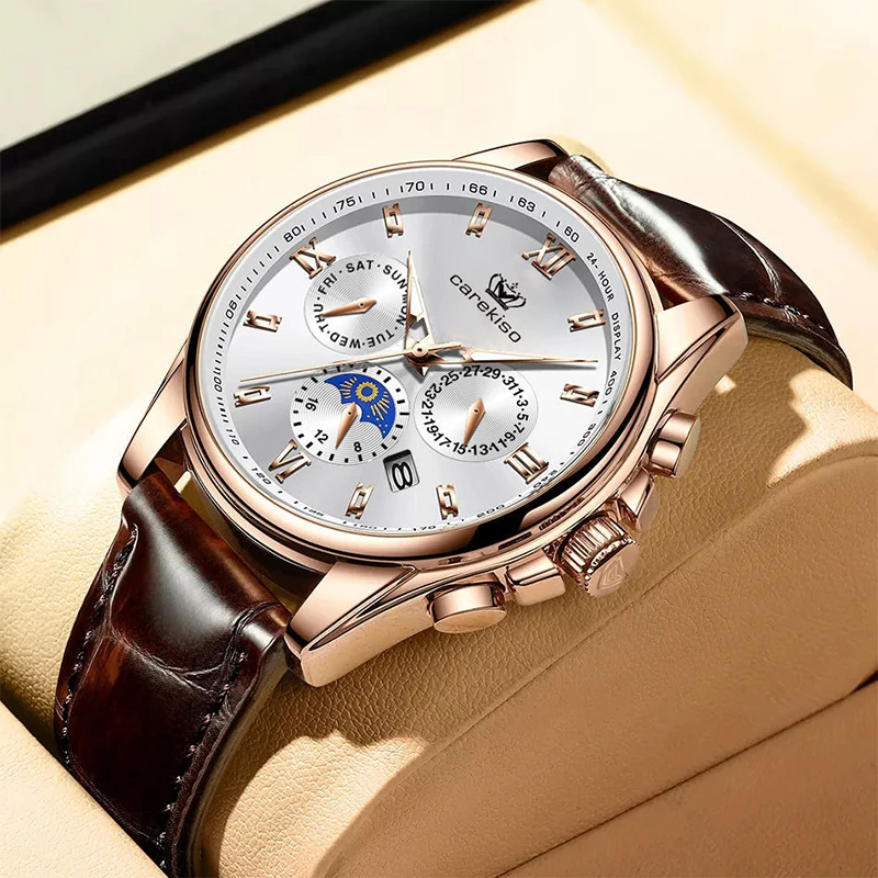 

2021 мужские часы CAREKISO, роскошные мужские наручные часы ведущей марки, кварцевые часы с кожаным ремешком, спортивные водонепроницаемые мужские часы, мужские часы